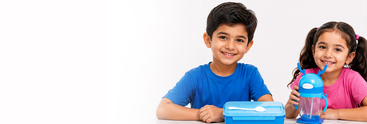 Kids school lunch boxes and water bottles