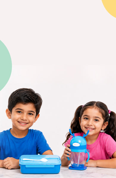 Kids school lunch boxes and water bottles