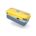 Yellow and Blue Stainless Steel Lunch Box – 100% Leak-Proof, Kids Friendly Clips, Food-Safe Spoon, Non-Toxic Recyclable Plastic - Bento Kids