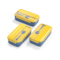 Yellow and Blue Stainless Steel Lunch Box – 100% Leak-Proof, Kids Friendly Clips, Food-Safe Spoon, Non-Toxic Recyclable Plastic - Bento Kids