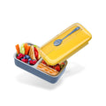 Yellow and Blue Stainless Steel Lunch Box – 100% Leak-Proof, Kids Friendly Clips, Food-Safe Spoon, Non-Toxic Recyclable Plastic - Bento Kids